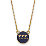 LogoArt Sigma Sigma Sigma Pendant - Sterling Silver Gold-Tone Sorority Greek Letters Small Color Enamel 18 Inch Necklace - GP029SSS-18