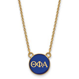 LogoArt Theta Phi Alpha Necklace - Sterling Silver Gold-Tone Sorority Greek Letters Small Color Enamel Pendant 18 Inch - GP029TPA-18