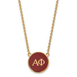 LogoArt Alpha Phi Necklace - Sterling Silver Gold-Tone Sorority Greek Letters Large Color Enamel Pendant 18 Inch - GP030APH-18