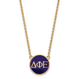 LogoArt Delta Phi Epsilon Necklace - Sterling Silver Gold-Tone Sorority Greek Letters Large Color Enamel Pendant 18 Inch - GP030DPH-18