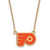 LogoArt Philadelphia Flyers Necklace - Sterling Silver Gold-Tone Small Enameled Pendant 18 Inch