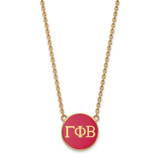 LogoArt Gamma Phi Beta Necklace - Sterling Silver Gold-Tone Sorority Greek Letters Large Color Enamel Pendant 18 Inch - GP030GPB-18
