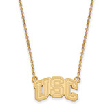 LogoArt University of Southern California Necklace - Sterling Silver Gold-Tone U-S-C Small Pendant 18 Inch