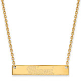 LogoArt Miami University Necklace - Sterling Silver Gold-Tone Ohio Small Bar 18 Inch - GP034MU-18