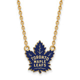 LogoArt Toronto Maple Leafs Necklace - Sterling Silver Gold-Tone Large Enameled Pendant 18 Inch