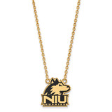 LogoArt Northern Illinois University Necklace - Sterling Silver Gold-Tone N-I-U Huskies Large Enameled Pendant 18 Inch