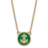 LogoArt Alpha Sigma Tau Necklace - Sterling Silver Gold-Tone Sorority Symbol Small Color Enamel Pendant 18 Inch - GP042ALS-18