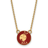 LogoArt Alpha Sigma Alpha Necklace - Sterling Silver Gold-Tone Sorority Symbol Small Color Enamel Pendant 18 Inch - GP042ASI-18
