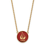 LogoArt Alpha Chi Omega Necklace - Sterling Silver Gold-Tone Sorority Symbol Large Color Enamel Pendant 18 Inch - GP043ACO-18