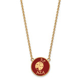 LogoArt Alpha Sigma Alpha Necklace - Sterling Silver Gold-Tone Sorority Symbol Large Color Enamel Pendant 18 Inch - GP043ASI-18