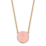 LogoArt Delta Gamma Necklace - Sterling Silver Gold-Tone Sorority Symbol Large Color Enamel Pendant 18 Inch - GP043DG-18