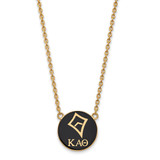 LogoArt Kappa Alpha Theta Necklace - Sterling Silver Gold-Tone Sorority Symbol Large Color Enamel Pendant 18 Inch - GP043KAT-18