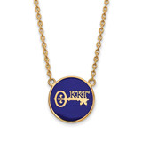 LogoArt Kappa Kappa Gamma Necklace - Sterling Silver Gold-Tone Sorority Symbol Large Color Enamel Pendant 18 Inch - GP043KKG-18