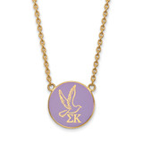 LogoArt Sigma Kappa Necklace - Sterling Silver Gold-Tone Sorority Symbol Large Color Enamel Pendant 18 Inch - GP043SKP-18