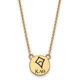LogoArt Kappa Alpha Theta Necklace - Sterling Silver Gold-Tone Sorority Symbol Small Color Enamel Pendant 18 Inch - GP044KAT-18