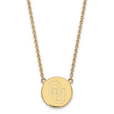 LogoArt University of Oklahoma Necklace - Sterling Silver Gold-Tone O-U Large Disc 18 Inch