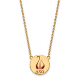 LogoArt Alpha Chi Omega Necklace - Sterling Silver Gold-Tone Sorority Symbol Large Color Enamel Pendant 18 Inch - GP045ACO-18