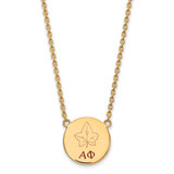 LogoArt Alpha Phi Necklace - Sterling Silver Gold-Tone Sorority Symbol Large Color Enamel Pendant 18 Inch - GP045APH-18