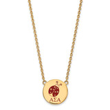 LogoArt Alpha Sigma Alpha Necklace - Sterling Silver Gold-Tone Sorority Symbol Large Color Enamel Pendant 18 Inch - GP045ASI-18