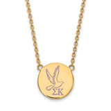 LogoArt Sigma Kappa Necklace - Sterling Silver Gold-Tone Sorority Symbol Large Color Enamel Pendant 18 Inch - GP045SKP-18