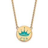 LogoArt Zeta Tau Alpha Necklace - Sterling Silver Gold-Tone Sorority Symbol Small Color Enamel Pendant 18 Inch, 19 mm Wide
