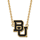 LogoArt Baylor University Necklace - Sterling Silver Gold-Tone Bears Large Enameled Pendant 18 Inch