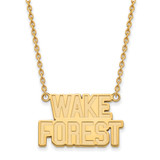 LogoArt Wake Forest University Necklace - Sterling Silver Gold-Tone W-F Deacon Large Pendant 18 Inch