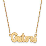 LogoArt University of Florida Necklace - Sterling Silver Gold-Tone Gators Script Small Pendant 18 Inch
