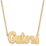 LogoArt University of Florida Necklace - Sterling Silver Gold-Tone Gators Script Large Pendant 18 Inch