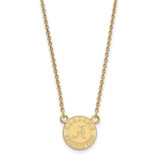 LogoArt University of Alabama Necklace - Sterling Silver Gold-Tone Crimson Tide Small Pendant 18 Inch