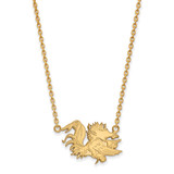 LogoArt University of South Carolina Necklace - Sterling Silver Gold-Tone Gamecock Large Pendant 18 Inch