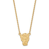 LogoArt North Carolina State University Necklace - Sterling Silver Gold-Tone Wolf Large Pendant 18 Inch