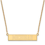 LogoArt University of Michigan Necklace - Sterling Silver Gold-Tone The Small Bar 18 Inch