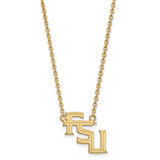 LogoArt Florida State University Necklace - Sterling Silver Gold-Tone F-S-U Large Pendant 18 Inch