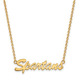 LogoArt Michigan State University Necklace - Sterling Silver Gold-Tone Spartans Script Medium Pendant 18 Inch