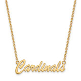 LogoArt University of Louisville Necklace - Sterling Silver Gold-Tone Cardinals Script Medium Pendant 18 Inch