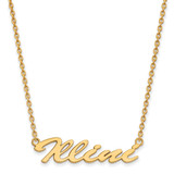 LogoArt University of Illinois Necklace - Sterling Silver Gold-Tone Medium Illini Script Pendant 18 Inch