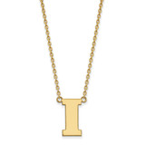LogoArt University of Iowa Necklace - Sterling Silver Gold-Tone Letter I Large Pendant 18 Inch