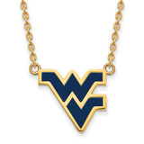 LogoArt West Virginia University Necklace - Sterling Silver Gold-Tone W-V Large Enameled Pendant 18 Inch