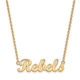 LogoArt University of Mississippi Necklace - Sterling Silver Gold-Tone Rebels Script Bar 18 Inch