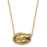LogoArt University of Florida Necklace - Sterling Silver Gold-Tone Gator Large Enameled Pendant 18 Inch