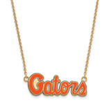 LogoArt University of Florida Necklace - Sterling Silver Gold-Tone Gators Script Small Enameled Pendant 18 Inch