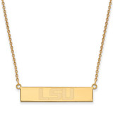LogoArt Louisiana State University Necklace - Sterling Silver Gold-Tone L-S-U Small Bar 18 Inch