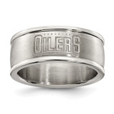 LogoArt Edmonton Oilers Ring - Stainless Steel Logo Band Size 6
