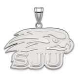 LogoArt St Joseph'S University Pendant - Sterling Silver Rhodium-Plated Hawks Large