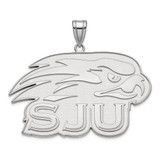 LogoArt St Joseph'S University Pendant - Sterling Silver Rhodium-Plated Hawks Extra Large