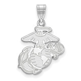 LogoArt U.S. Marine Corps Pendant - Sterling Silver Rhodium-Plated Large