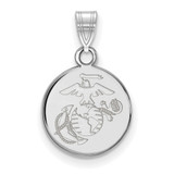 LogoArt U.S. Marine Corps Pendant - Sterling Silver Rhodium-Plated Small Disc