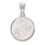 LogoArt U.S. Marine Corps Pendant - Sterling Silver Rhodium-Plated Medium Disc