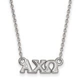 LogoArt Alpha Chi Omega Necklace - Sterling Silver Rhodium-Plated Sorority Greek Letters Extra Small Pendant 18 Inch